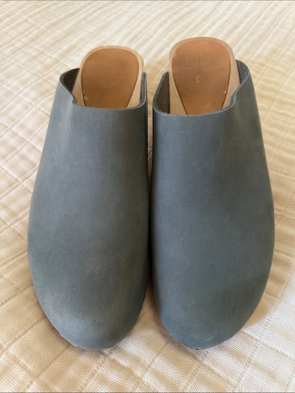 BRYR Jade Green mid heel Worker Clogs